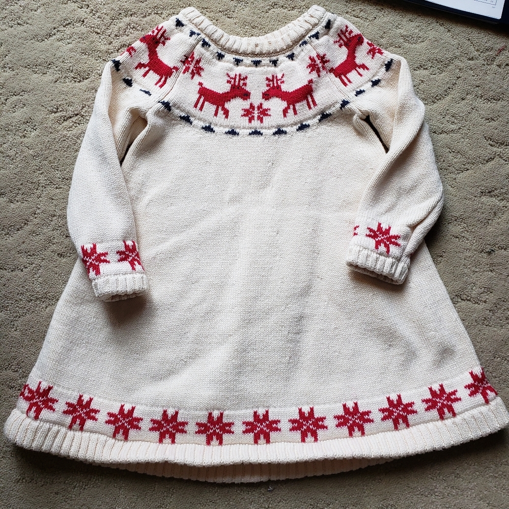 Hanna Andersson Dear Deer Fairisle Reindeer Sweater Dress